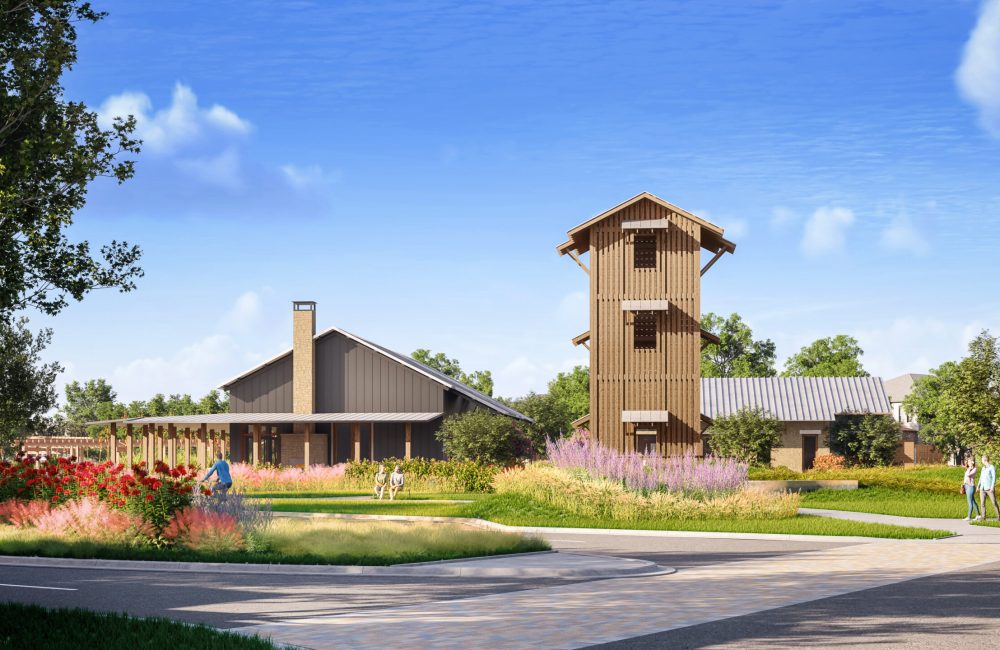 rendering of treehouse and amenities center